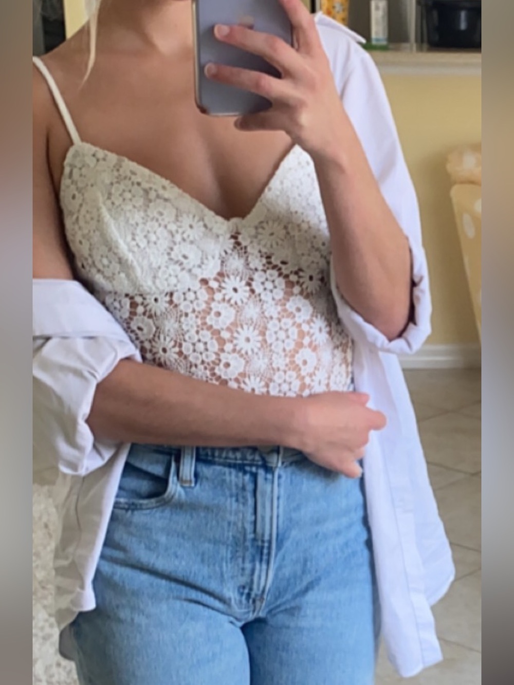 White Crochet Lace Bodysuit